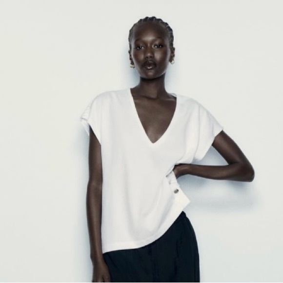 Zara Tops - Zara White Buttoned Poplin Top Tee Shirt